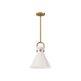 Emerson Pendant Light By Alora Mood - Small, Aged Gold/Glossy Opal Glass