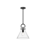 Emerson Pendant Light By Alora Mood - Small, Matte Black/Clear Glass