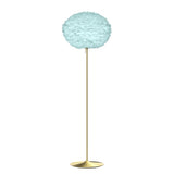 Eos Evia Floor Lamp by Umage - Large, Lampshade Blue, Floor stand Brushed brass, Floor Lamp Installed in the bedroom, living, and dining room