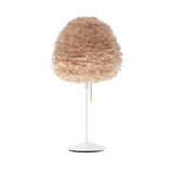Eos Evia Table Lamp by Umage – Medium, Lampshade Brown, Table stand White installed in the living room or bedroom