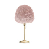 Eos Evia Table Lamp by Umage – Medium, Lampshade Rose, Table stand Brushed Brass installed in the living room or bedroom