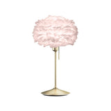 Eos Evia Table Lamp by Umage – Mini, Lampshade Rose, Table stand Brushed Brass installed in the living room or bedroom