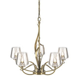 FLORA 5 ARM CHANDELIER BY HUBBARDTON FORGE, FINISH: MODERN BRASS, CLEAR GLASS, , | CASA DI LUCE LIGHTING