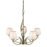 FLORA 5 ARM CHANDELIER BY HUBBARDTON FORGE, FINISH: MODERN BRASS, OPAL GLASS, , | CASA DI LUCE LIGHTING