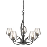 FLORA 5 ARM CHANDELIER BY HUBBARDTON FORGE, FINISH: NATURAL IRON, CLEAR GLASS, , | CASA DI LUCE LIGHTING