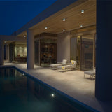 White Squat Outdoor Ceiling Light Near Pool