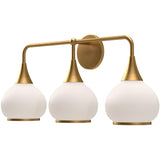 Aged Gold-Opal Matte 3 Light Hazel Wall Sconce by Alora
