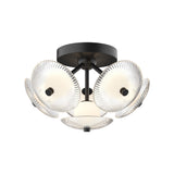 Hera Ceiling Light by Alora Mood - Large, Matte Black/Clear Ribbed Glass