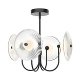 Hera Chandelier by Alora Mood - Matte Black/Clear Ribbed Glass