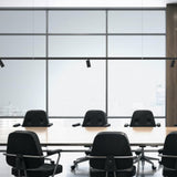 Iris Linear Suspension By Egoluce Black Hanging in Conference Hall