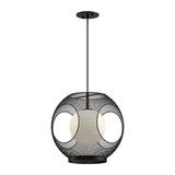 Kona Outdoor Pendant Light by Kuzco - Black Opal Glass, In white background