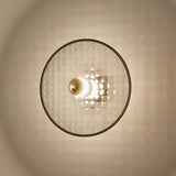 LASS WALL LIGHT BY AROMAS DEL CAMPO, WALL FITTING: SHINNY GOLD, GLASS TRANSPARENT GRID, , | CASA DI LUCE LIGHTING