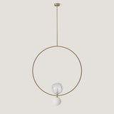 LEVEL PENDANT LIGHTBY AROMAS DEL CAMPO, METAL: AGED GOLD, SHADE: OPAL, STRIPED_CLEAR, , | CASA DI LUCE LIGHTING