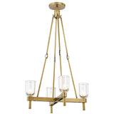 Lucian Chandelier By Alora, Finish: Vintage Brass, Shade Material: Clear Glass