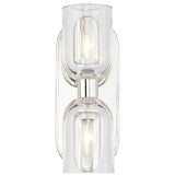Lucian Double Wall Sconce By Alora, Finish: Polished Nickel, Shade Material: Clear Glass