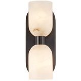 Lucian Double Wall Sconce By Alora, Finish: Urban Bronze, Shade Material: Alabaster