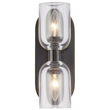 Lucian Double Wall Sconce By Alora, Finish: Urban Bronze, Shade Material: Clear Glass