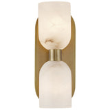 Lucian Double Wall Sconce By Alora, Finish: Vintage Brass, Shade Material: Alabaster