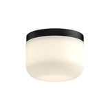 Mel Flush Mount by Kuzco - Black/Opal Glass, In white background