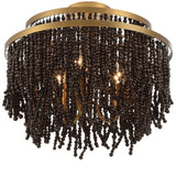 Molfetta Convertible Flushmount By Lib & Co, Finish Antique Brass With Black Beads