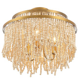 Molfetta Convertible Flushmount By Lib & Co, Finish Antique Brass With Cream Beads