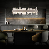 Brushed Nickel Acropolis Linear Suspension in Restaurant