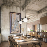 Matte Black Medium Fuji Pendant Light in Dining Room