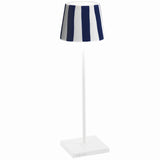 Poldina Lido Battery Operated Table Lamp, Color: White With Blue Strips