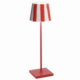 Poldina Lido Battery Operated Table Lamp, Color: White With Red Stripes