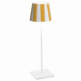 Poldina Lido Battery Operated Table Lamp, Color: White With Yellow Stripes