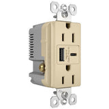 Ivory Radiant 15A Tamper Resistant Ultra Fast USB Type A/C Outlet by Legrand Radiant