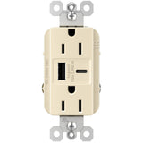 Light Almond Radiant 15A Tamper Resistant Ultra Fast USB Type A/C Outlet by Legrand Radiant
