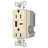 Light Almond Radiant 15A Tamper Resistant Ultra Fast USB Type A/C Outlet by Legrand Radiant