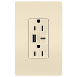 Light Almond Radiant 15A Tamper Resistant Ultra Fast USB Type A/C Outlet by Legrand Radiant