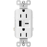 White Radiant 15A Tamper Resistant Ultra Fast USB Type A/C Outlet by Legrand Radiant