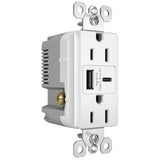 White Radiant 15A Tamper Resistant Ultra Fast USB Type A/C Outlet by Legrand Radiant