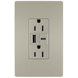 Nickel Radiant 15A Tamper Resistant Ultra Fast USB Type A/C Outlet by Legrand Radiant