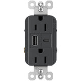 Graphite Radiant 15A Tamper Resistant Ultra Fast USB Type A/C Outlet by Legrand Radiant