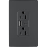 Graphite Radiant 15A Tamper Resistant Ultra Fast USB Type A/C Outlet by Legrand Radiant