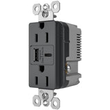 Graphite Radiant 15A Tamper Resistant Ultra Fast USB Type A/C Outlet by Legrand Radiant
