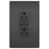 Black Radiant 15A Tamper Resistant Ultra Fast USB Type C/C Outlet by Legrand Radiant