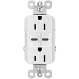 White Radiant 15A Tamper Resistant Ultra Fast USB Type C/C Outlet by Legrand Radiant