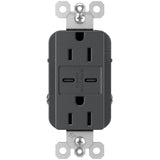Graphite Radiant 15A Tamper Resistant Ultra Fast USB Type C/C Outlet by Legrand Radiant