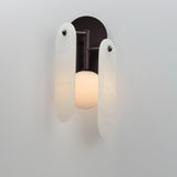 Brushed Bronze-Spanish Alabaster Megalith Stone Wall Sconce by Studio M