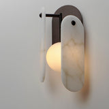 Brushed Bronze-Spanish Alabaster Megalith Stone Wall Sconce by Studio M