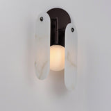Brushed Bronze-White Onyx Megalith Stone Wall Sconce by Studio M
