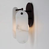 Brushed Bronze-White Onyx Megalith Stone Wall Sconce by Studio M