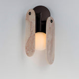 Brushed Bronze-Rose Jade Megalith Stone Wall Sconce by Studio M