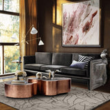 Gold Plated and Glossy White Sinatra Floor Lamp in Living Room