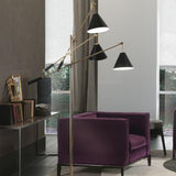 Nickel Plated and Glossy Black Sinatra Floor Lamp in Living Room